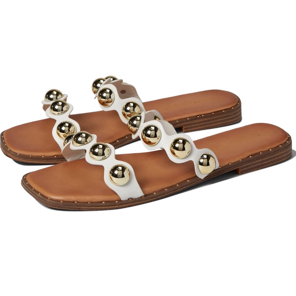 Madden Girl Hope White Gold Strap Sandals 7.5